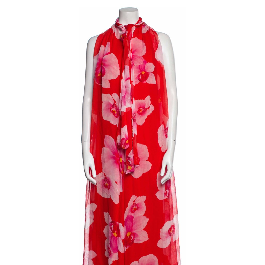 Halston Floral Print Maxi Dress Size 12